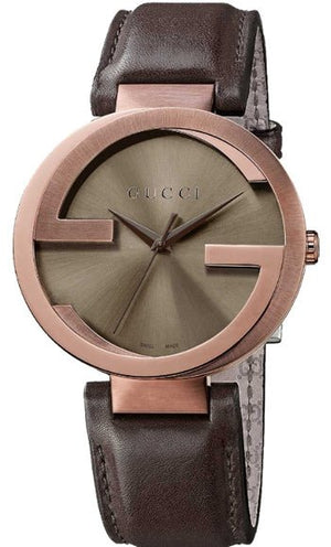  Shop Authentic Gucci Interlocking Iconic Brown Dial Brown Leather Strap Watch For Women - YA133207 - Luxxuri