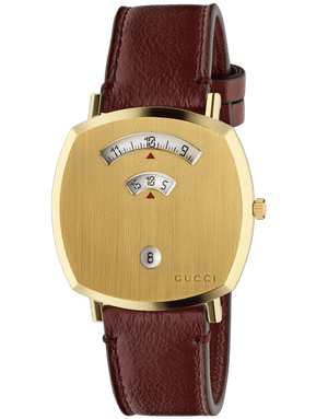  Shop Authentic Gucci Grip Yellow Gold Dial Maroon Leather Strap Unisex Watch - YA157411 - Luxxuri