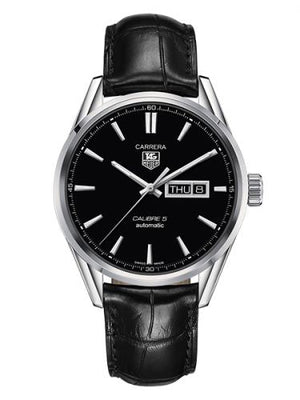  Shop Authentic Tag Heuer Carrera Automatic 41mm Black Dial Black Leather Strap Watch for Men - WAR201A.FC6266 - Luxxuri
