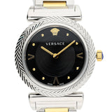  Shop Authentic Versace V-Motif Black Dial Two Tone Steel Strap Watch for Women - VERE00518 - Luxxuri