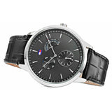  Shop Authentic Tommy Hilfiger Brad Chronograph Black Dial Black Leather Strap Watch For Men - 1710391 - Luxxuri