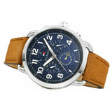  Shop Authentic Tommy Hilfiger Briggs Chronograph Blue Dial Brown Leather Strap Watch for Men - 1791424 - Luxxuri