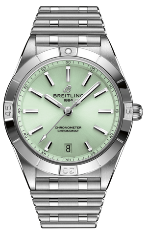  Shop Authentic Breitling Chronomat Automatic 36 Green Dial Silver Steel Strap Watch for Women - A10380101L1A1 - Luxxuri