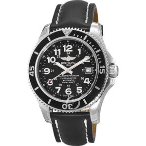  Shop Authentic Breitling Superocean II 42mm Black Leather Strap Mens Watch - A17365C9 - Luxxuri