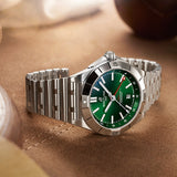  Shop Authentic Breitling Chronomat GMT 40 Green Dial Silver Steel Strap Watch for Men - A32398101L1A1 - Luxxuri