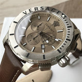  Shop Authentic Versace Casual Chronograph Grey Dial Brown Leather Strap Watch for Men - VERG001-18 - Luxxuri