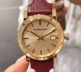  Shop Authentic Burberry The City Gold Dial Orange Leather Strap Watch for Women - BU9017 - Luxxuri