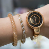  Shop Authentic Swarovski Crystalline Pure Black Dial Rose Gold Steel Strap Watch for Women - 5295334 - Luxxuri