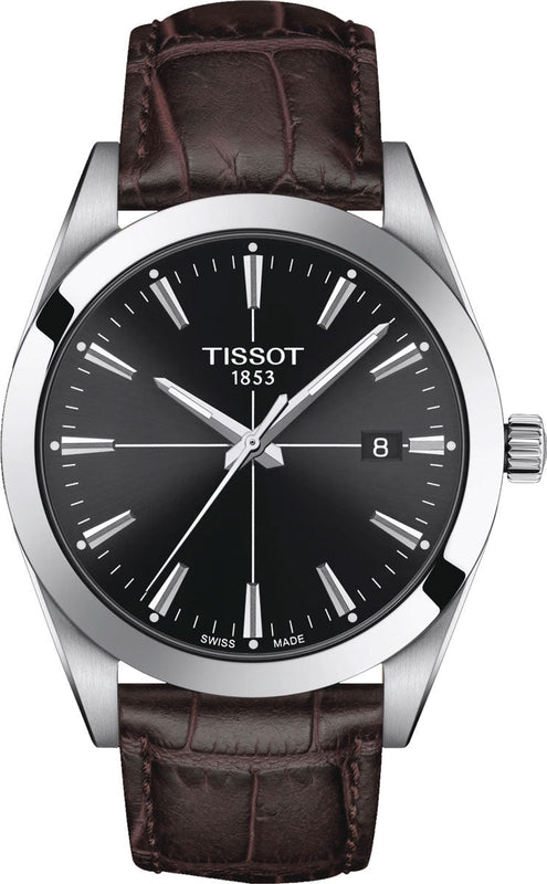  Shop Authentic Tissot Gentlemen Black Dial Brown Leather Strap Watch for Men - T127.410.16.051.01 - Luxxuri