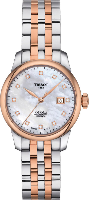  Shop Authentic Tissot Le Locle Automatic Diamonds Mother of Pearl White Dial Two Tone Steel Strap Watch For Women - T006.207.22.116.00 - Luxxuri