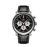  Shop Authentic Breitling Navitimer B01 Chronograph 46 Black Dial Black Leather Strap Watch for Men - AB0137211B1P1 - Luxxuri