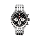  Shop Authentic Breitling Navitimer B01 Chronograph 43 Black Dial Silver Steel Strap Watch for Men - AB0138211B1A1 - Luxxuri
