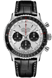  Shop Authentic Breitling Navitimer B01 Chronograph 43 Silver Dial Black Leather Strap Watch for Men - AB0138241G1P1 - Luxxuri