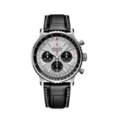  Shop Authentic Breitling Navitimer B01 Chronograph 43 Silver Dial Black Leather Strap Watch for Men - AB0138241G1P1 - Luxxuri