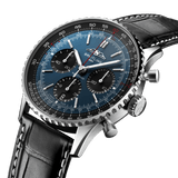  Shop Authentic Breitling Navitimer B01 Chronograph 41 Blue Dial Black Leather Strap Watch for Men - AB0139241C1P1 - Luxxuri