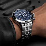  Shop Authentic Breitling Super Avi B04 Chronograph GMT 46 Tribute to Vought F4U Corsair Blue Dial Silver Steel Strap Watch for Men - AB04451A1C1A1 - Luxxuri