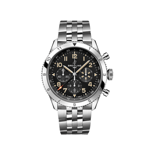  Shop Authentic Breitling Super Avi B04 Chronograph GMT 46 P-51 Mustang Black Dial Silver Steel Strap Watch for Men - AB04453A1B1A1 - Luxxuri