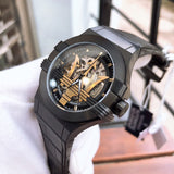  Shop Authentic Maserati Potenza Skeleton Limited Edition Black Dial Black Leather Strap Watch For Men - R8821108027 - Luxxuri