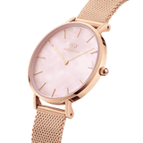  Shop Authentic Daniel Wellington Petite Melrose Mother of Pearl Pink Dial Pink Mesh Strap Watch For Women - DW00100513 - Luxxuri