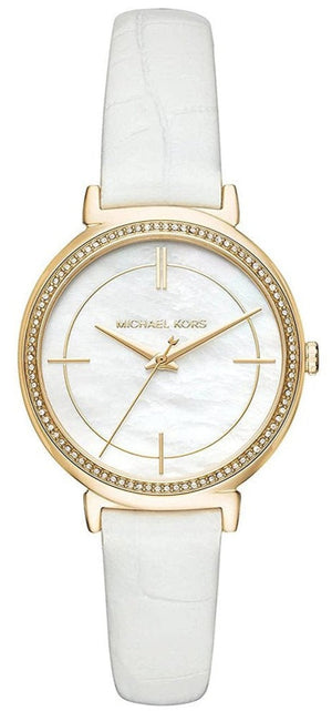  Shop Authentic Michael Kors Cinthia Mother of Pearl Dial White Leather Strap Watch for Women - MK2662 - Luxxuri