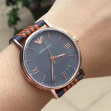  Shop Authentic Emporio Armani Kappa Quartz Grey Dial Two Tone Nylon Strap Watch For Men - AR11014 - Luxxuri