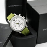 Shop Authentic Emporio Armani Chronograph White Dial Green Rubber Strap Watch For Men - AR11022 - Luxxuri