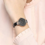  Shop Authentic Emporio Armani Aurora Mother Of Pearl Black Dial Black Leather Strap Watch For Women - AR11056 - Luxxuri