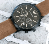  Shop Authentic Emporio Armani Chronograph Black Dial Brown Leather Strap Watch For Men - AR11078 - Luxxuri