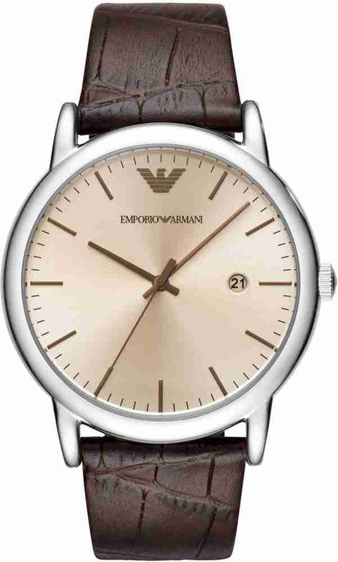  Shop Authentic Emporio Armani Luigi Analog Bronze Dial Brown Leather Strap Watch For Men - AR11096 - Luxxuri