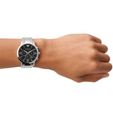  Shop Authentic Emporio Armani Giovanni Chronograph Black Dial Silver Steel Strap Watch For Men - AR11208 - Luxxuri
