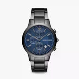  Shop Authentic Emporio Armani Renato Chronograph Quartz Blue Dial Black Steel Strap Watch For Men - AR11215 - Luxxuri