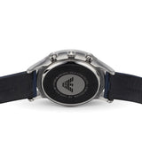  Shop Authentic Emporio Armani Renato Chronograph Blue Dial Black Leather Strap Watch For Men - AR11216 - Luxxuri
