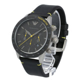  Shop Authentic Emporio Armani Mario Chronograph Black Dial Black Leather Strap Watch For Men - AR11325 - Luxxuri