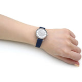  Shop Authentic Emporio Armani Gianni T Bar Quartz Crystals Silver Dial Blue Leather Strap Watch For Women - AR11344 - Luxxuri