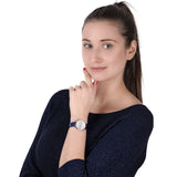  Shop Authentic Emporio Armani Gianni T Bar Quartz Crystals Silver Dial Blue Leather Strap Watch For Women - AR11344 - Luxxuri