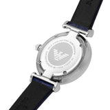  Shop Authentic Emporio Armani Gianni T Bar Quartz Crystals Silver Dial Blue Leather Strap Watch For Women - AR11344 - Luxxuri