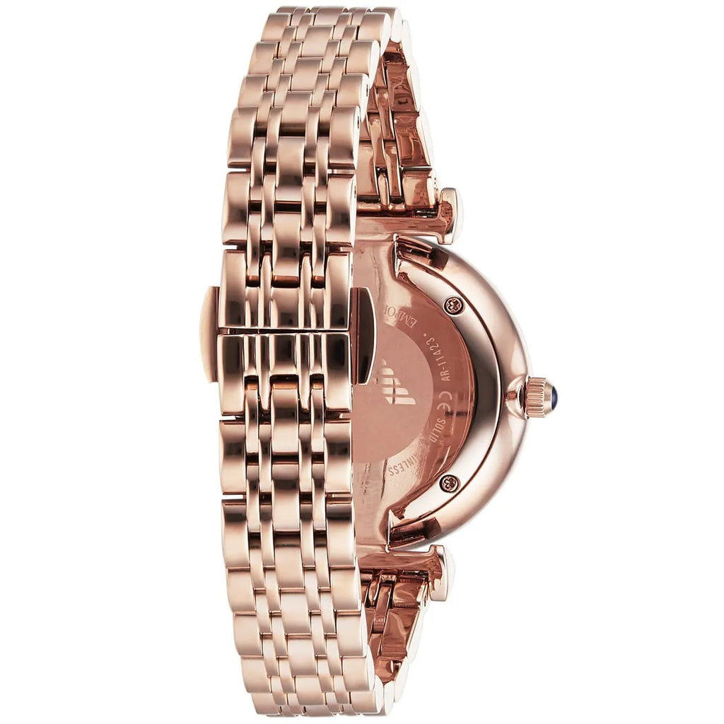  Shop Authentic Emporio Armani Gianni T-Bar Quartz Crystals Black Dial Gold Steel Strap Watch For Women - AR11423 - Luxxuri