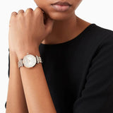  Shop Authentic Emporio Armani Gianni T-Bar Crystals Silver Dial Rose Gold Steel Strap Watch For Women - AR11446 - Luxxuri