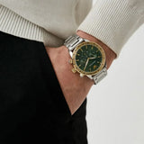  Shop Authentic Emporio Armani Mario Chronograph Green Dial Silver Steel Strap Watch For Men - AR11454 - Luxxuri