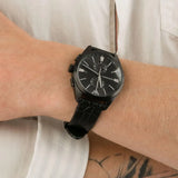  Shop Authentic Emporio Armani Claudio Chronograph Black Dial Black Leather Strap Watch For Men - AR11483 - Luxxuri