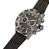  Shop Authentic Emporio Armani Diver Chronograph Brown Dial Brown Leather Strap Watch For Men - AR11486 - Luxxuri