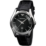  Shop Authentic Emporio Armani Valente Black Dial Black Leather Strap Watch For Men - AR0643 - Luxxuri