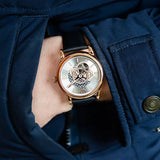  Shop Authentic Emporio Armani Luigi Automatic Silver Dial Black Leather Strap Watch For Men - AR60013 - Luxxuri