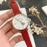  Shop Authentic Emporio Armani Gianni T-Bar Mother of Pearl White Dial Red Leather Strap Watch For Women - AR60048 - Luxxuri