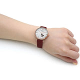  Shop Authentic Emporio Armani Gianni T-Bar Mother of Pearl White Dial Red Leather Strap Watch For Women - AR60048 - Luxxuri