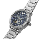  Shop Authentic Emporio Armani Mario Chronograph Automatic Blue Dial Silver Steel Strap Watch For Men - AR60052 - Luxxuri