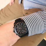  Shop Authentic Emporio Armani Sigma Chronograph Black Dial Black Leather Strap Watch For Men - AR6131 - Luxxuri
