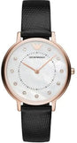  Shop Authentic Emporio Armani Kappa Mother of Pearl Dial Black Leather Strap Watch For Women - AR80011 - Luxxuri