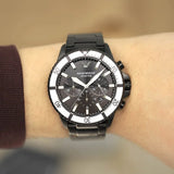  Shop Authentic Emporio Armani Diver Chronograph Black Dial Black Steel Strap Watch For Men - AR80050 - Luxxuri