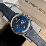  Shop Authentic Emporio Armani Aviator Blue Dial Blue Leather Strap Watch For Men - AR11105 - Luxxuri